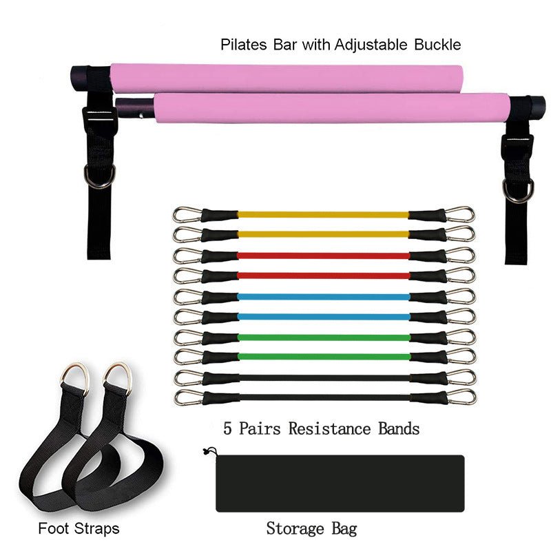 Fitness Yoga Pilates Bar Portable Gym Accessories Sport Elastic Bodybuilding Resistance Bands For Home Trainer Workout Equipment - fitforgesho