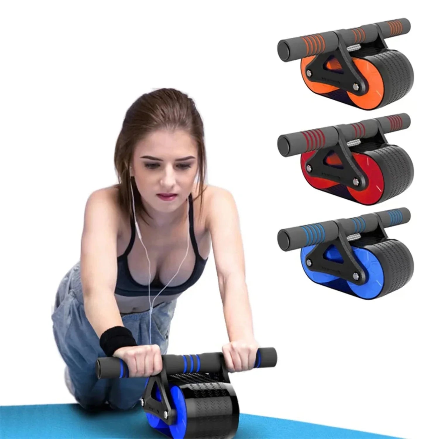 Springback Wheels Roller Abdominal Exerciser Pushhup Training Mute Fitness Equipment - FitInForge