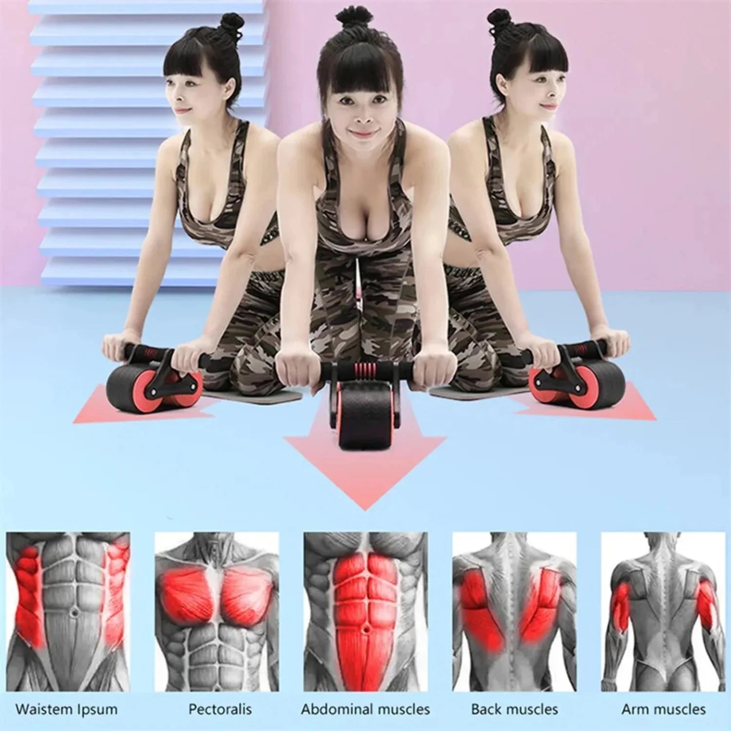 Springback Wheels Roller Abdominal Exerciser Pushhup Training Mute Fitness Equipment - FitInForge