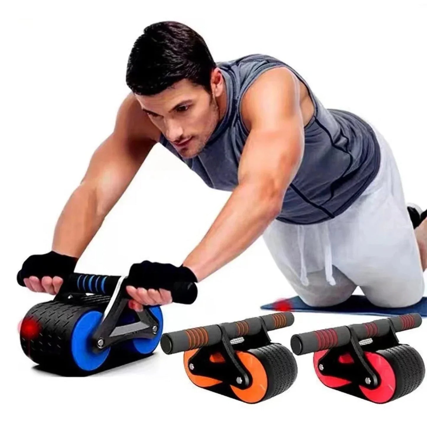 Springback Wheels Roller Abdominal Exerciser Pushhup Training Mute Fitness Equipment - FitInForge
